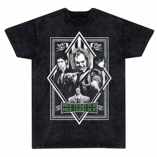 Beetlejuice BW Poster Snow Wash Heren T-shirt BTL08854TSB
