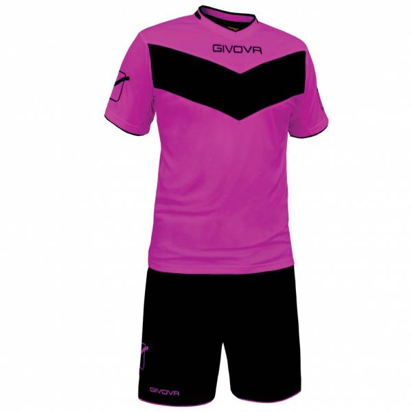 Givova football set jersey with Short Vittoria neon magenta / black