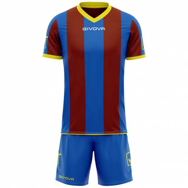 Givova Ensemble de foot Maillot avec Short Kit Catalano bleu / rouge foncé