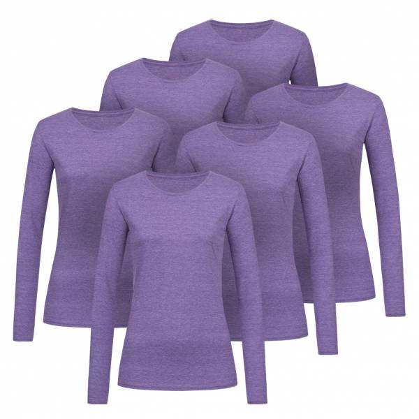 RUSSELL Longsleeve Tee 6er-Pack Damen Shirt 0R167F0-Purple-Marl
