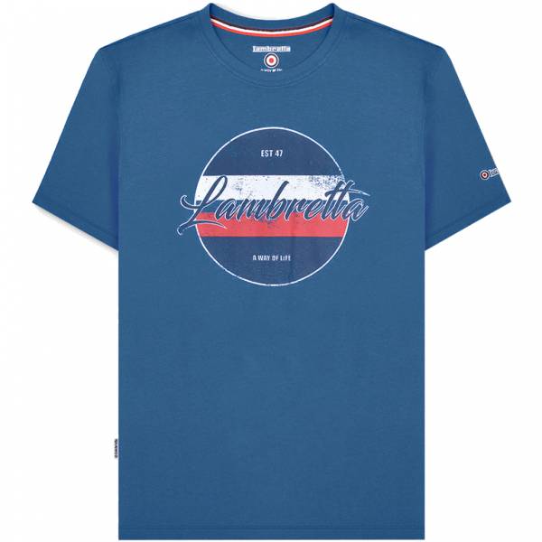 Lambretta Vintage Print Mężczyźni T-shirt SS1010-DK NIEBIESKI