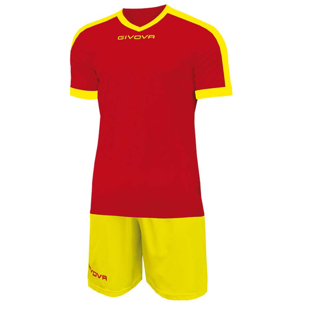 Equipe De Foot Maillot Rouge Et Jaune Givova Kit Revolution Maillot de football avec Short rouge jaune