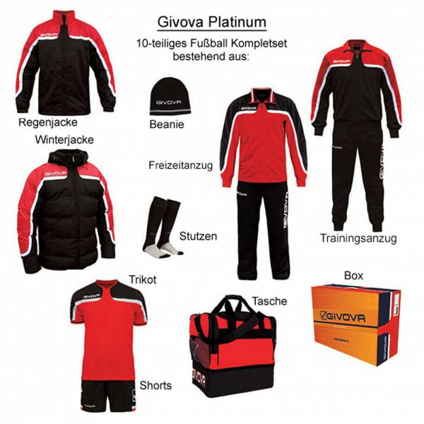 Givova Box Platinum Fußball Set 10-tlg. rot/schwarz