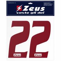 Zeus Iron-on Numbers Kit 1-22 25cm senior dark red