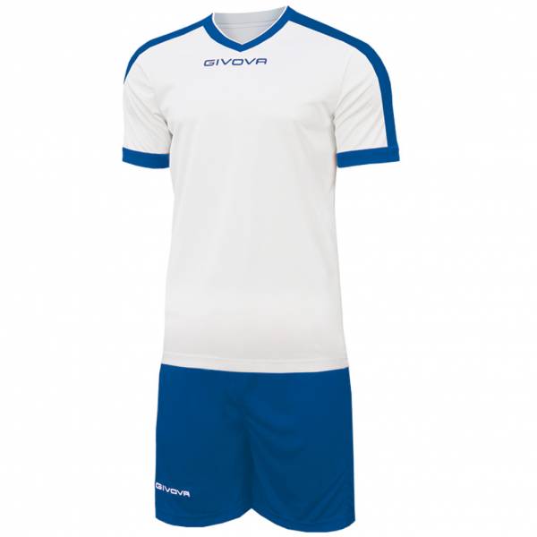 Givova Kit Revolution Maglietta da calcio con Shorts bianco blu