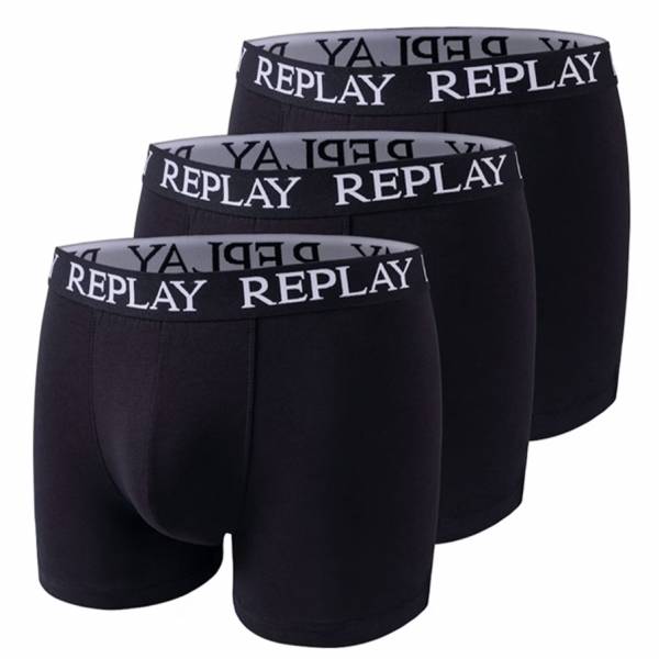 REPLAY Basic Cuff Logo Hombre Calzoncillos bóxer Pack de 3 I101102-N011