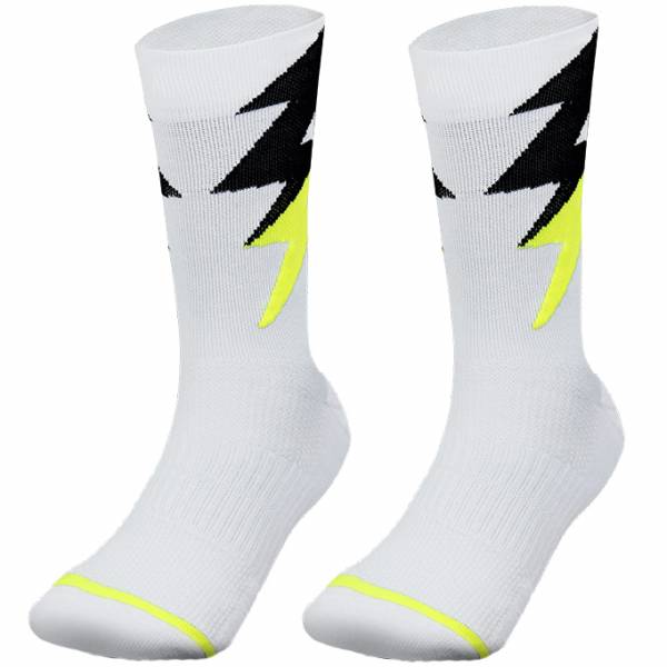 Zeus Thunder long special training socks white neon yellow