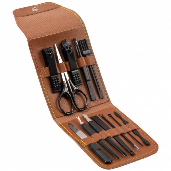 LEANDRO LIDO &quot;Monza&quot; Manicure Set 13-piece brown