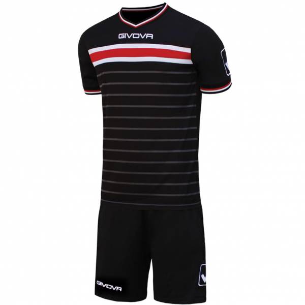 Givova Fußball Set Trikot mit Short Skill schwarz/rot