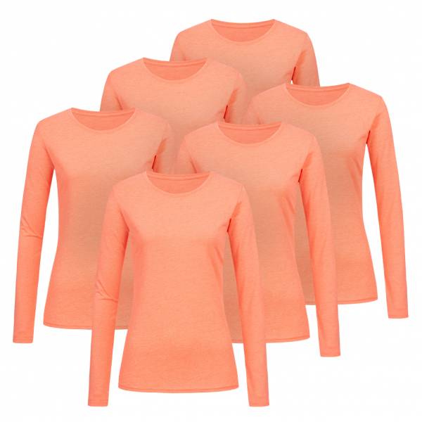 RUSSELL Longsleeve Tee 6er-Pack Damen Shirt 0R167F0-Coral-Marl