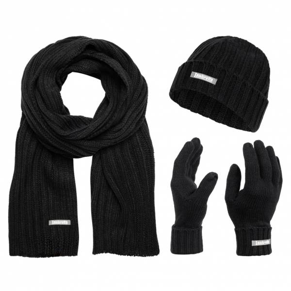Lambretta set invernale Unisex Sciarpa Cappello guanti WA6697 nero