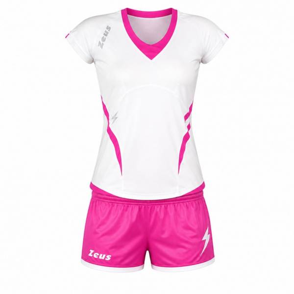 Zeus Kit Manila Donna Maglietta sportiva + Shorts bianco/fucsia