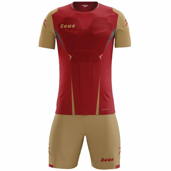 Zeus Kit Hero Football Kit with Shorts red gold