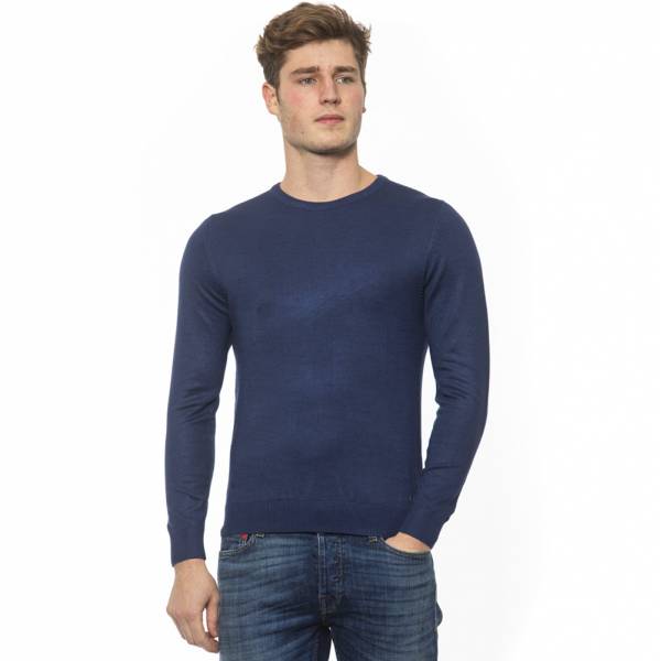 19V69 Versace 1969 Hombre Jersey de lana de cuello redondo 0007BLU