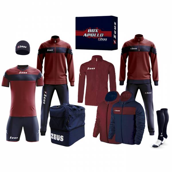 Zeus Apollo Set da calcio Box teamwear da 12 pezzi Navy Rosso scuro