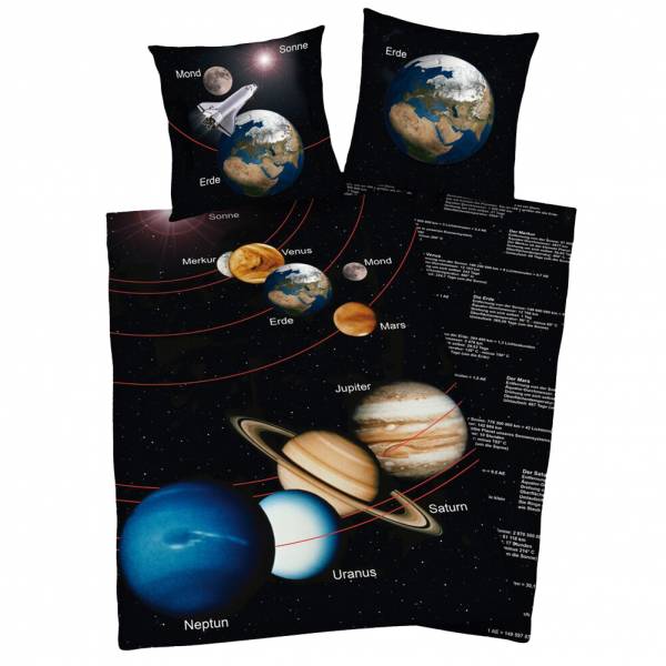Sonnensystem Bettwäsche Set 140 x 200 cm + 70 x 90 cm 4451080077998