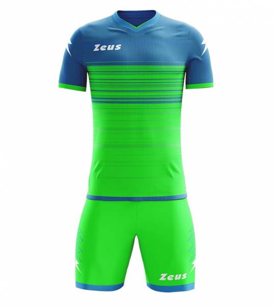 Zeus Kit Elios Set da calcio + Shorts 2 pezzi luce royal blue/verde fluo