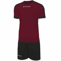 Givova Kit Revolution Maglietta da calcio con Shorts nero rosso