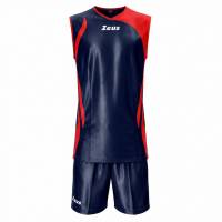 Zeus Kit Saett Uomo Maglia da basket + Shorts blu/rosso