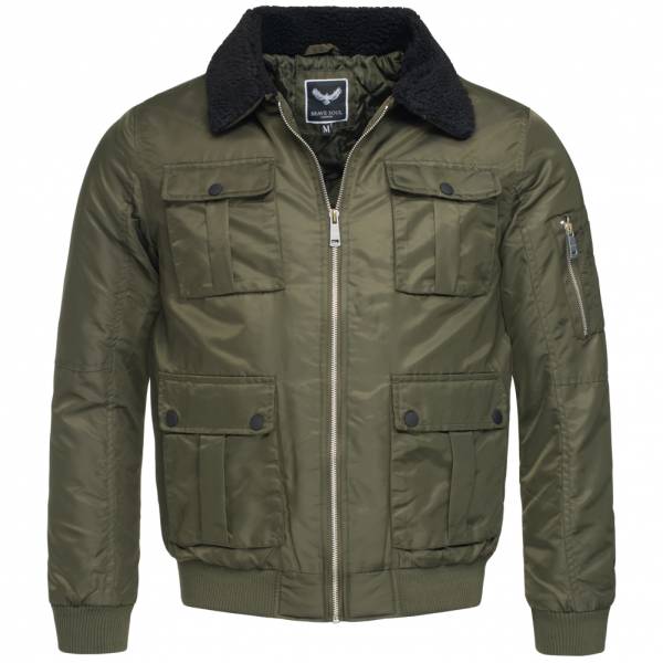 BRAVE SOUL County Contrast Borg Collar Herren Jacke MJK-COUNTY Khaki
