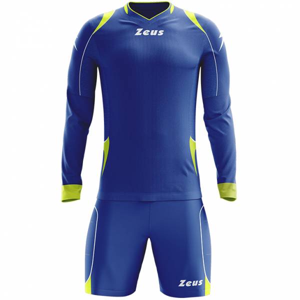 Zeus Paros Torwart Set Langarm Trikot mit Shorts Blau Neon Gelb