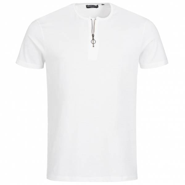 BRAVE SOUL Russell Herren Zip Neck T-Shirt MTS-69RUSSELL Optic White