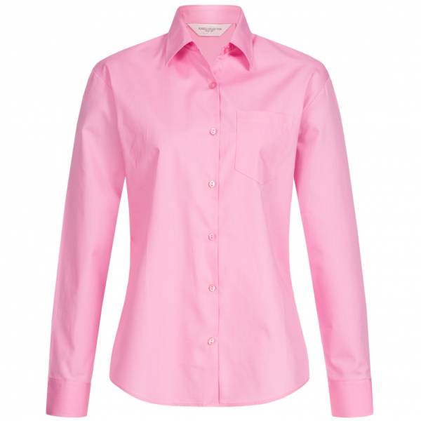 RUSSELL Longsleeve Pure Cotton Poplin Femmes Chemisier 0R936F0-Rose vif
