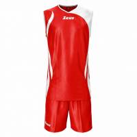 Zeus Kit Saett Uomo Maglia da basket + Shorts rosso/bianco