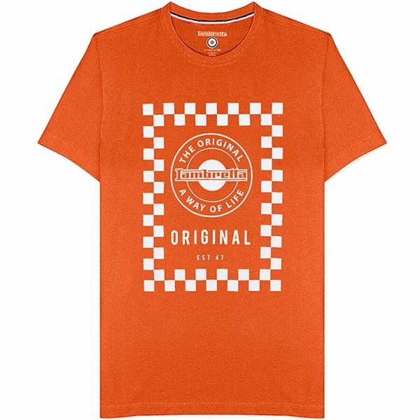 Lambretta Checker Board Hombre Camiseta SS0159-BRNT NARANJA