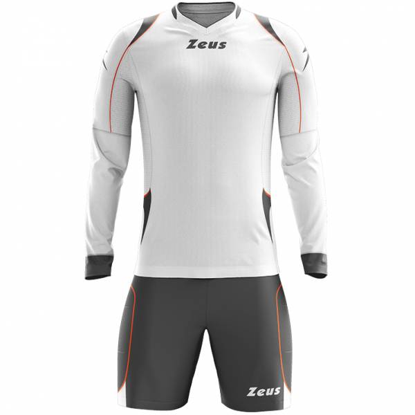 Zeus Paros Ensemble de gardien de but Maillot à manches longues avec short blanc gris