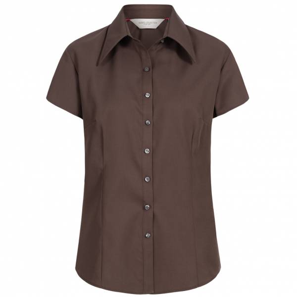 RUSSELL Short Sleeve Tencel Fitted Damen Hemd 0R955F0-Chocolate