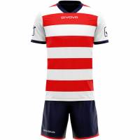 Givova Rugbytenue Shirt met short wit/rood