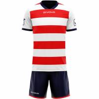 Givova Tenue de rugby Maillot avec short blanc/rouge