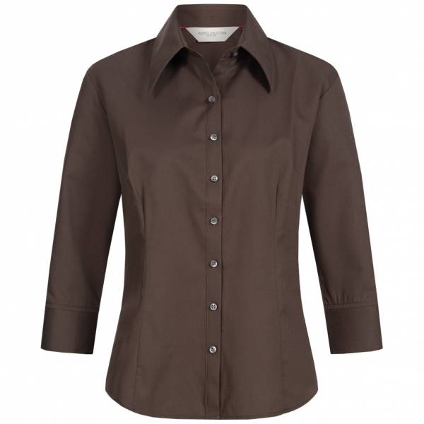 RUSSELL Longsleeve Tencel Fitted Damen Hemd 0R954F0-Chocolate