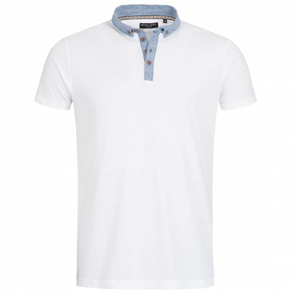 BRAVE SOUL Chimera Herren Denim Chambray Polo-Shirt MTS-69CHIMERAI White