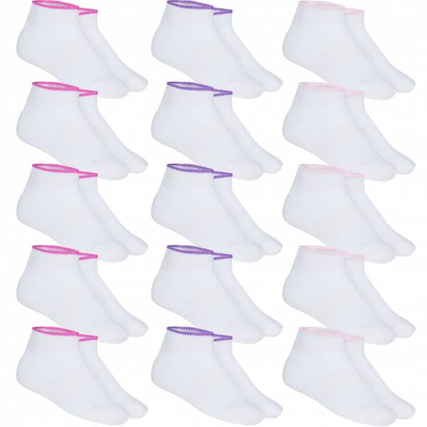 SPORTS ESSENTIALS Damen Quarter Socken 15 Paar weiß-rosa
