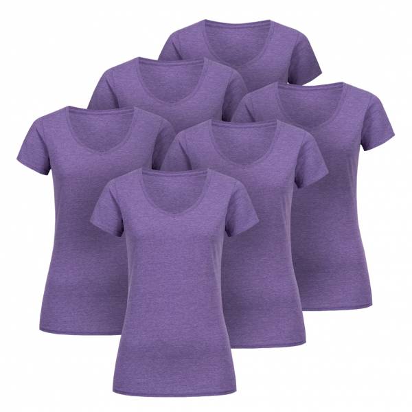 RUSSELL V-Neck Tee 6er-Pack Damen T-Shirt 0R166F0-Purple-Marl