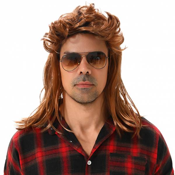MAASKANTJE &quot;Bami&quot; Mullet retro Peluca castaño claro