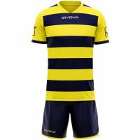 Givova Tenue de rugby Maillot avec short jaune/bleu marine