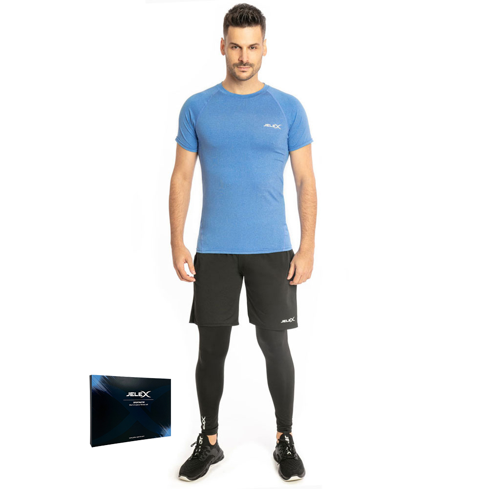 JELEX Sportinator Herren Fitness-Set 3-tlg. blau-schwarz | SportSpar
