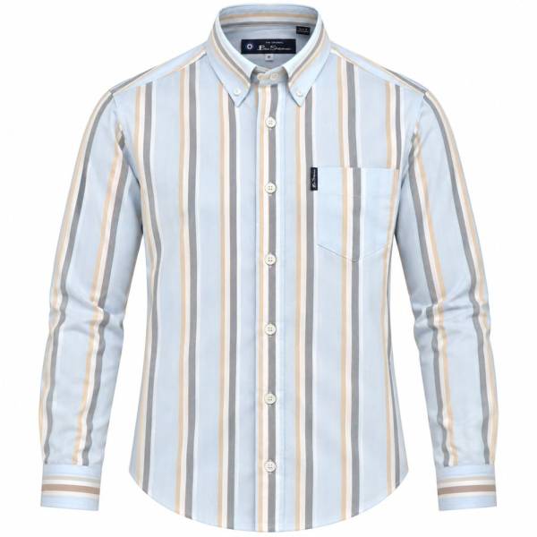 BEN SHERMAN Oxford Stripe Herren Langarm Hemd 1013896-PALEBLUE