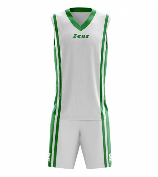 Zeus Kit Bozo Camiseta de baloncesto + Pantalones cortos 2 piezas. Blanco/verde