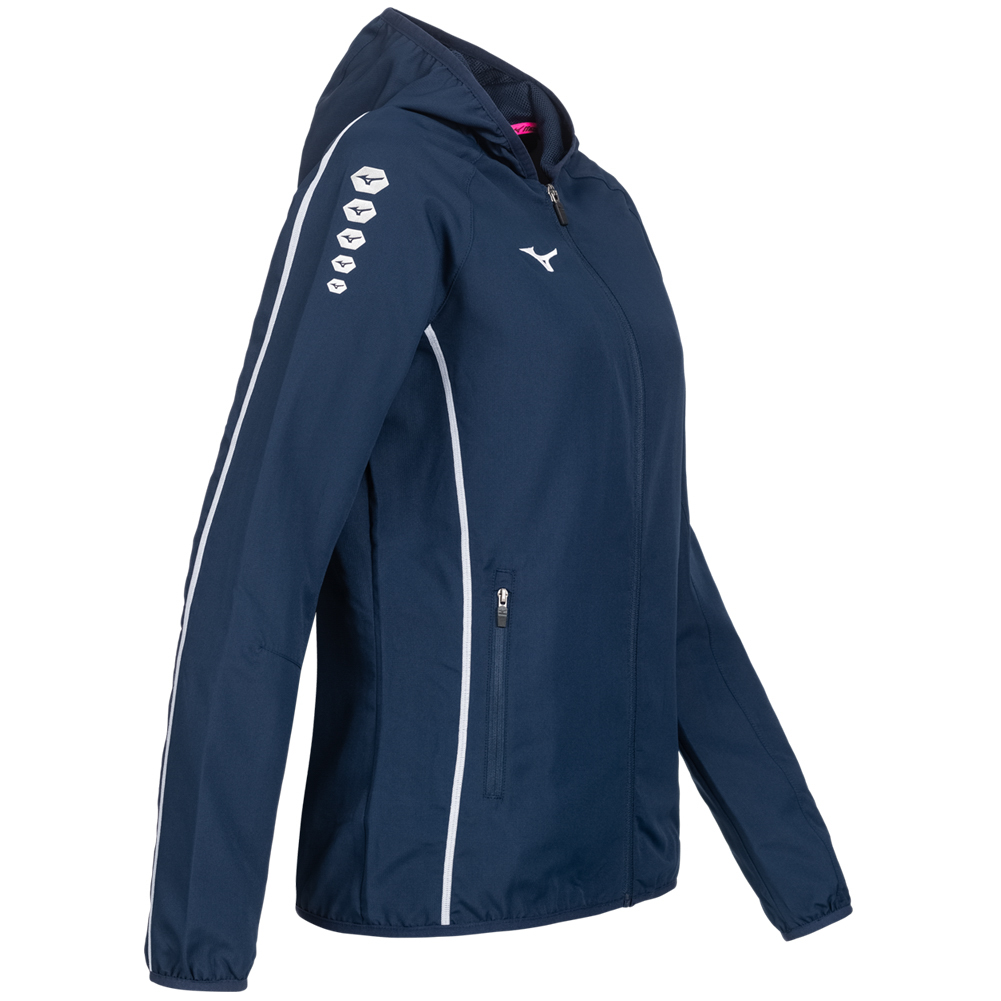 Mizuno Micro Damen Freizeit Outdoor Mode Jacke mit Kapuze 32EE7202 blau weiß neu