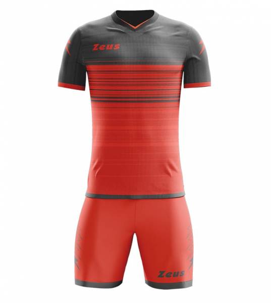 Zeus Kit Elios Set da calcio + Shorts 2 pezzi rosso solare/grigio scuro