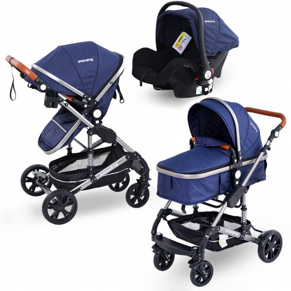 Barmøya 3 in 1 Kombi-Kinderwagen Komplettset navy