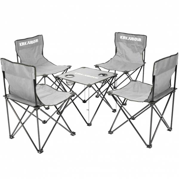 KIRKJUBØUR® "Stjärna" Set da 5 Sedie da campeggio con tavolo grigio