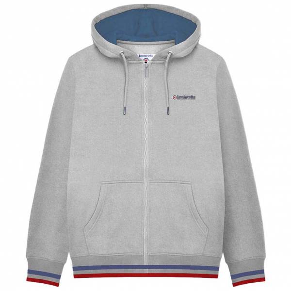 Lambretta Full Zip Hombre Sudadera con cremallera y capucha SS1241-GRY-DKBL-R