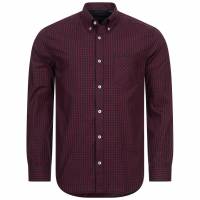 BEN SHERMAN Oxford Hombre Camisa de manga larga 0077858-ROJO OSCURO