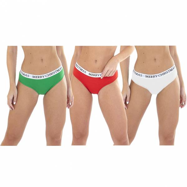 BRAVE SOUL Merry Christmas Slogan Femmes Slip Lot de 3 LKN-18MERRY