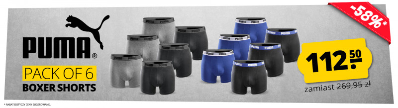 PUMA Boxer 6-pack tylko 112,5 Zł